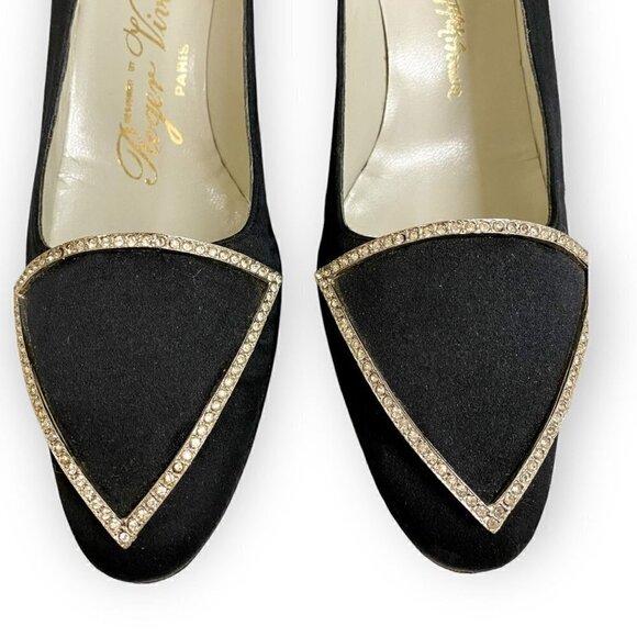 VIntage Roger Vivier black satin pumps with emberlishment, size 7 1/2 AA, in ori - Picture 13 of 16